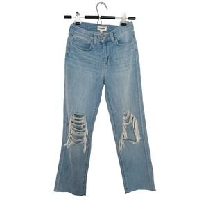 NWT‎ L'AGENCE Straight Leg Relaxed Fit Distressed Jeans Light Wash Size 25